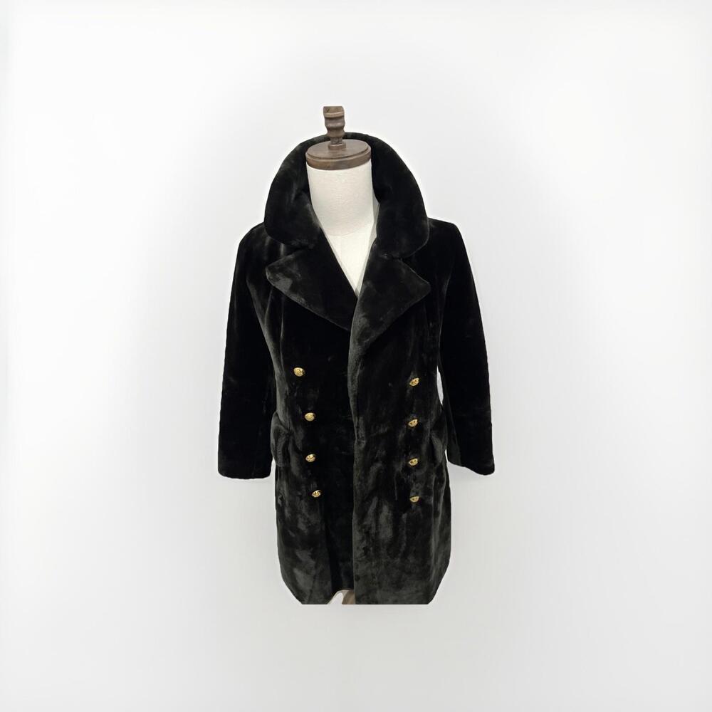 VTG SAKS FIFTH AVENUE LADIES FAUX FUR BLACK COAT SIZE ~2 BORGAZIA *READ* MUSTSEE